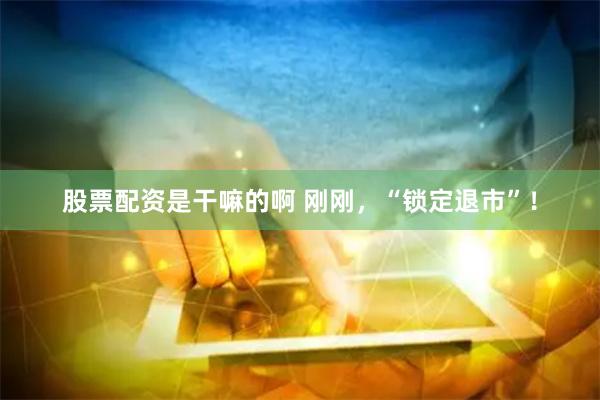 股票配资是干嘛的啊 刚刚，“锁定退市”！