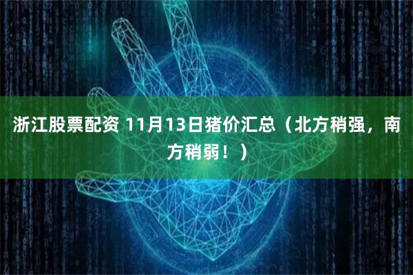 浙江股票配资 11月13日猪价汇总（北方稍强，南方稍弱！）