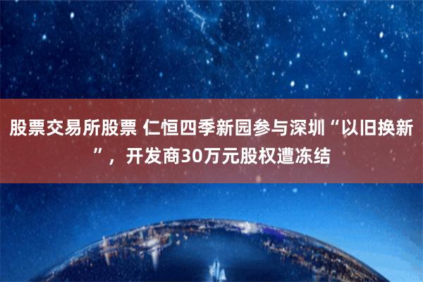 股票交易所股票 仁恒四季新园参与深圳“以旧换新”，开发商30万元股权遭冻结